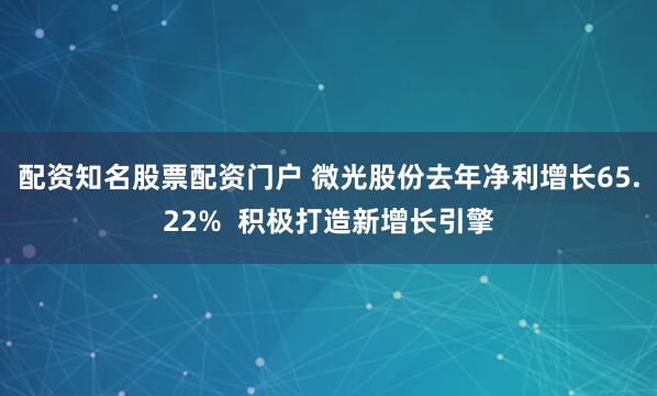 配资知名股票配资门户 微光股份去年净利增长65.22%  积极打造新增长引擎